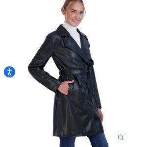 NWOT SEBBY COLLECTION WOMEN'S FAUX LEATHER TRENCH COAT